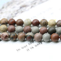 Natural Matte Frosted Round Loose Beads Grass Flower Stone for Jewelry Making Energy Healing Power Crystal 15.5\"