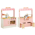 Wholesale Children Pink Wooden Double Sided Bread Cutting Kitchen Set Educational Pretend Cooking Stool Toys for Boys Girls