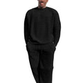Casual Two Piece Sets Knitted O Neck Long Sleeve Shirts and Pants Suit for Men 2024
