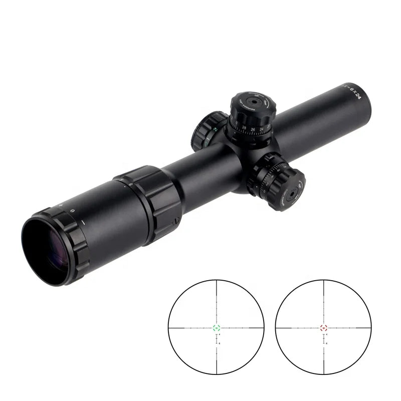 Outdoor Shockproof 800G Recoil Tactical Telescopic Sight 1.5-6X24E Illuminated Red Green Mid Rang IP67 Waterproof Hunting Scope
