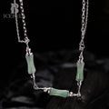 ICEBELA Jewelry New Chinese Green Jade Chain Necklace Women's S925 Sterling Silver Chinese Style Bamboo Design Jewelry Necklace
