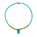 Natural Turquoise Amazonite bumblebee Beads 925 Sterling Silver Gemstone Necklace