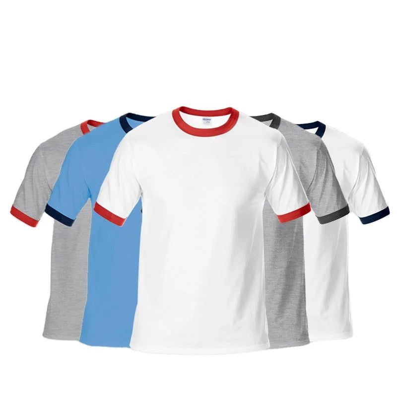 Summer Hot Sale Casual Fashion Unisex 180g Color Contrast Round Neck T-Shirt Printing Logo Customization
