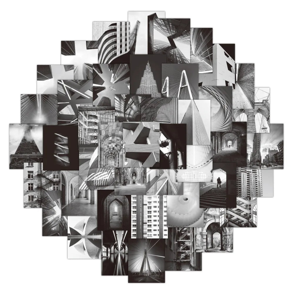 50PCS Modern art painting black and white aesthetic wall collage brand logo sticker