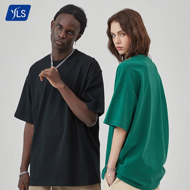YLS Wholesale Summer New Blank Fashion Luxury T Shirt 275gsm Heavy 100% Cotton Oversized Tshirt Custom Puff Printed Tshirts