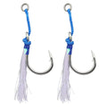 Fishing Metal Jig Hook 1/0~11/0 With Luminous Feather Solid Ring Assist Hook Saltwater Fishing Trolling Fishing Tackles