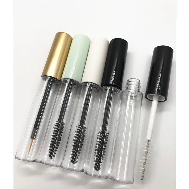 10ml Empty Clear Mascara Tube White Gold Silver Pink Lid DIY Cosmetic Container Bottle With Brush
