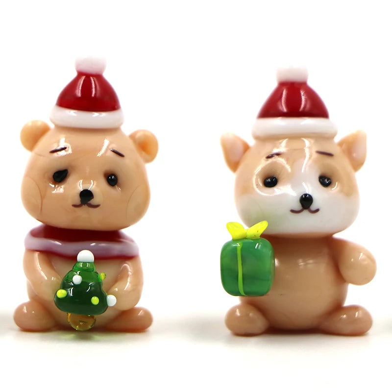 Unique Wholesale Bear Mini Family Christmas Colour Ornament Hand Blow Bulk Glass Animal Decoration 2023 Luxury