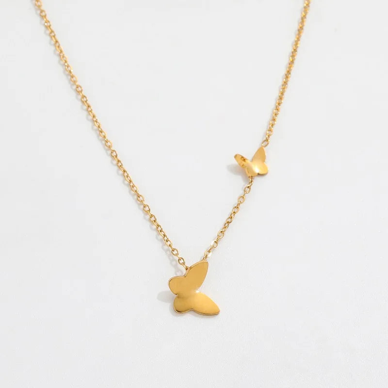 Joolim Jewelry 18K Gold Plated Butterfly Pendant Necklace Stainless Steel Dainty Necklace Jewelry Wholesale