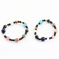 4mm Natural Gemstone Lava Stone Stretch Galaxy Planets Black Lava Stone 7 Chakra Bracelet