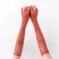 Wholesale 1980s Cosplay Costume Accessories Mesh Bride Gloves for Party Shinny Rhinestones 4 Colors Options Fishnet Long Gloves