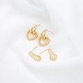 Factory Brass 14K Gold Plated Silver Needle Studs Earring With Smooth Geometric Heart Diy Women's Earrings Jewelry Accessories