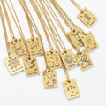 Nabest Women PVD Titanium Steel Zodiac Tarot Card Square Necklace High Priestess Tarot Necklace Jewelry