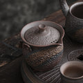 Gilding Iron Glaze Stone Pattern Pot Japanese Retro Ceramic Teapot Stoneware Tureen Pu'er Tea Making Device Gaiwan