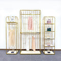 Popular Vintage Clothing Stand Boutique Clothing Store Furniture Shiny Gold Metal Garment Clothing Rack