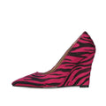 OEM/ODM Ladies Wedge High Heels Slip-On Arch Support Anti-Slippery Striped Zebra Stripe Fauk Horse Hair Pump Shoes All Seasons