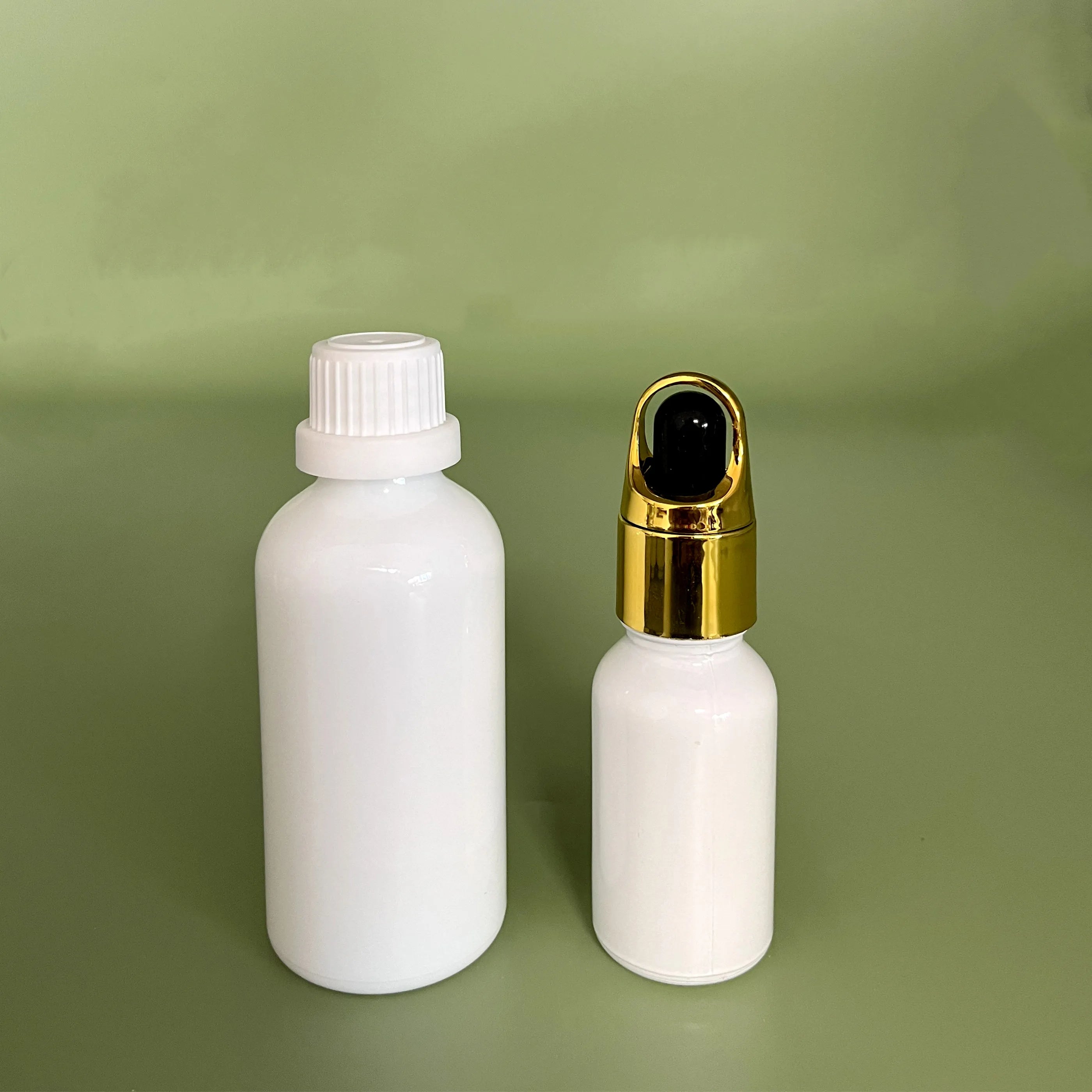 Premium Serum Oil Packaging Ceramic Opal White 1oz 30ml Glass Dropper Bottles  15ml 30ml 50ml 100ml