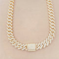 15mm Cuban Link Chain Moissanite Men Chain Necklace 925 Sterling Silver Moissanite Hip Hop Jewelry