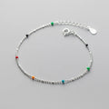 Handmade Bohemian 925 Sterling Silver Colorful Beads Beaded Bracelet for Women Girls Gifts
