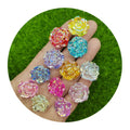 100Pcs Shiny AB Resin Rose Flatback Flower Flat Back Resin Cabochons Scrapbook Diy Wedding Hairpin Accessories Craft 15/19/24mm