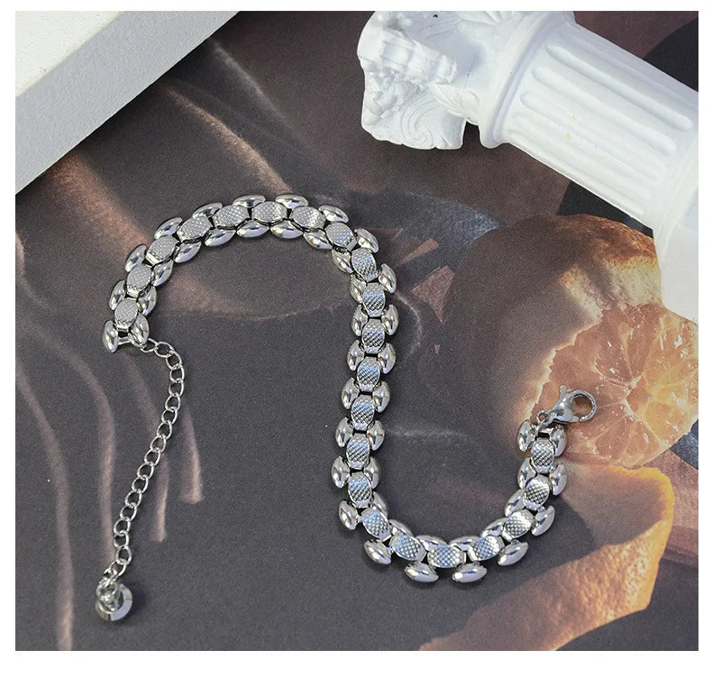Hot Selling Women 18K Gold Rose Gold Stainless Steel Big Chain Bracelet
