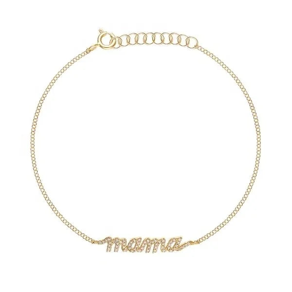 LOZRUNVE Custom 925 Sterling Silver Gold Delicate Pave Diamond CZ MAMA Bracelet for Mother's Gift Wholesale
