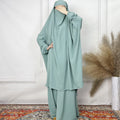 2024 Newest Ice Silk Crepe Fabric Breathable Two-piece Women's Islamic Muslim Abaya With Hijab Jilbab Models
