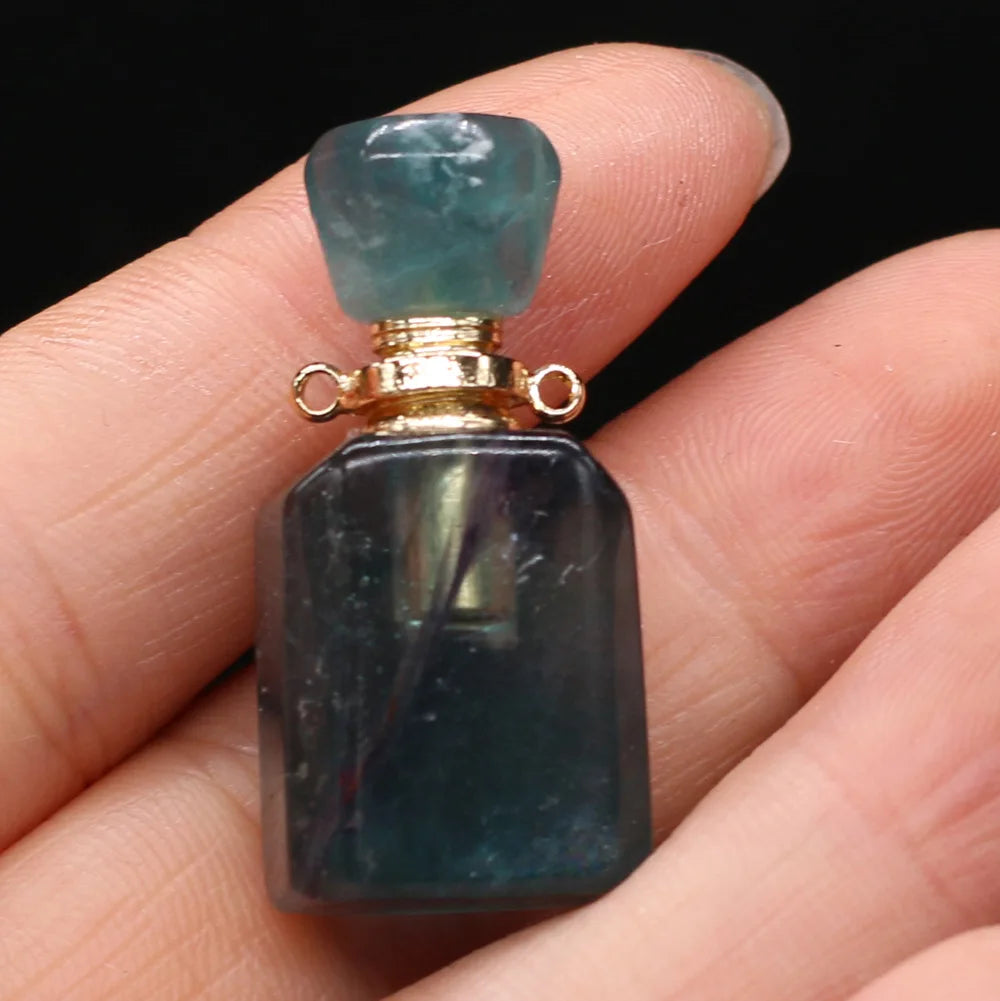 Hongzhuo Natural Fluorite Essential Oil Bottles Crystal Perfume Bottle Pendant