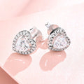 925 Sterling Silver Stud Earrings Jewelry clear CZ Cubic Zircon Stud Earrings Women Classic Heart Earrings