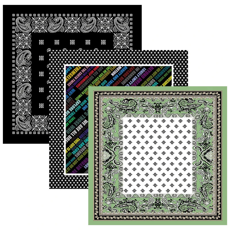 New Custom Digital Print Quick Drying Sport Square Classic Cowboy Ice Silk Mesh Paisley Bandanas Scarf