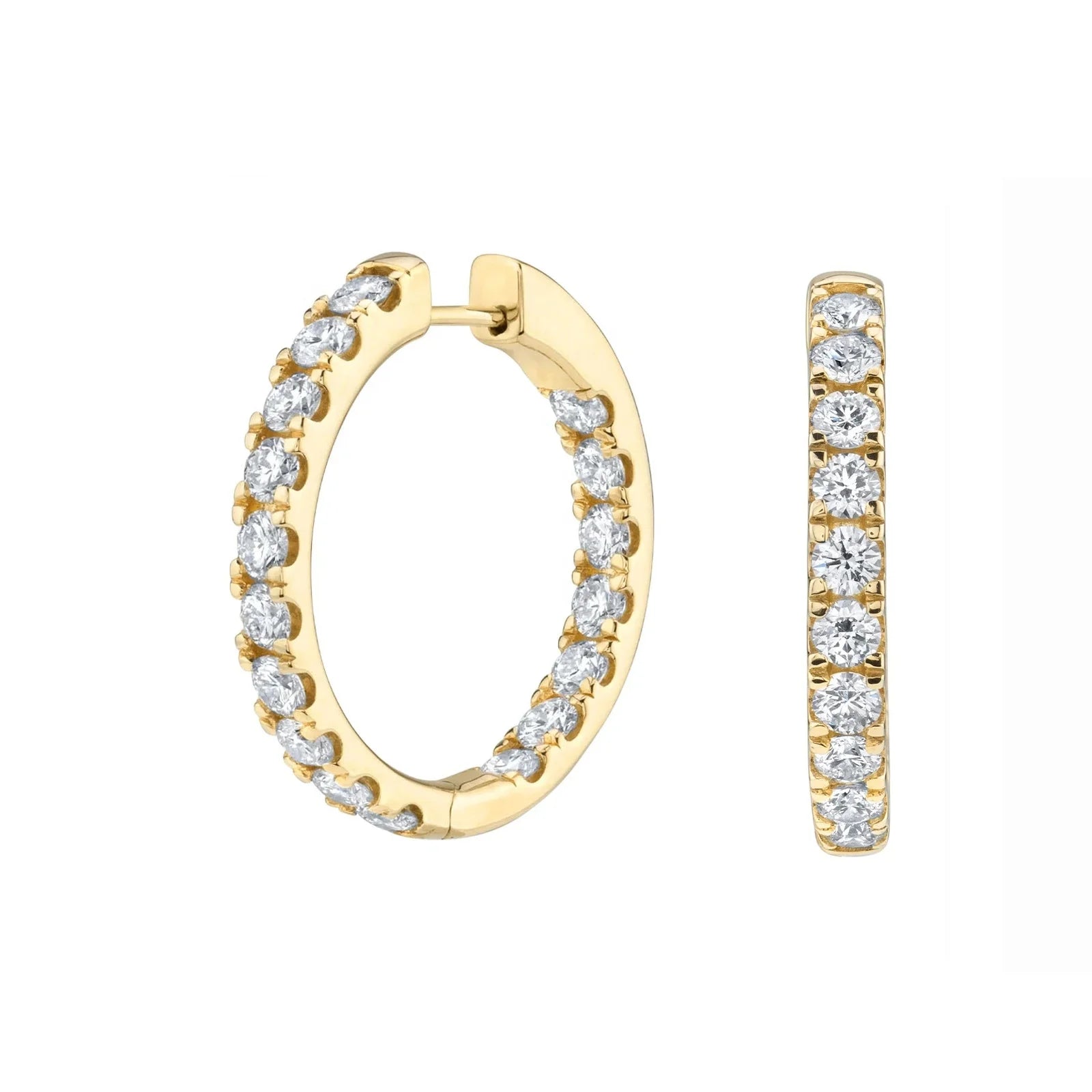 LOZRUNVE 925 Sterling Silver 14k 18k Gold Pave Diamond CZ Both Side Large Hoop Earring