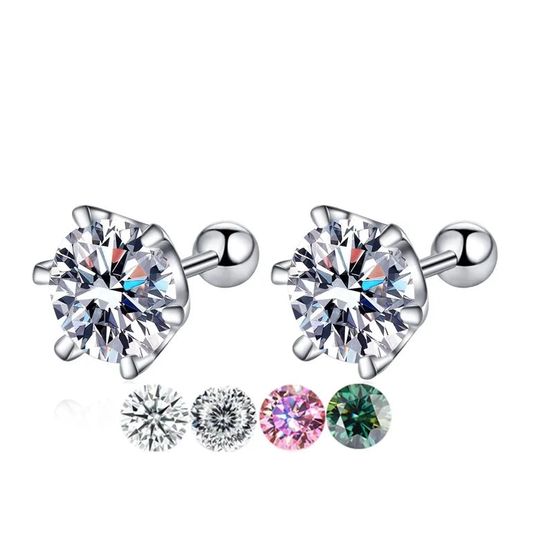 Fashion Jewelry Luxury Earrings 0.2-2Carat 925 Sterling Silver Vvs Moissanite Diamond Stud Earring for Women