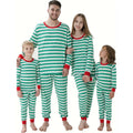 Wholesale Custom Christmas Pajamas Family Pajamas Clothing Green and Red Stripes with Christmas Family Pajama