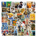 52Pcs Art Oil Painting Van Gogh Graffiti Stickers Student Paper Decrate Label Vinyl Mix Stickers