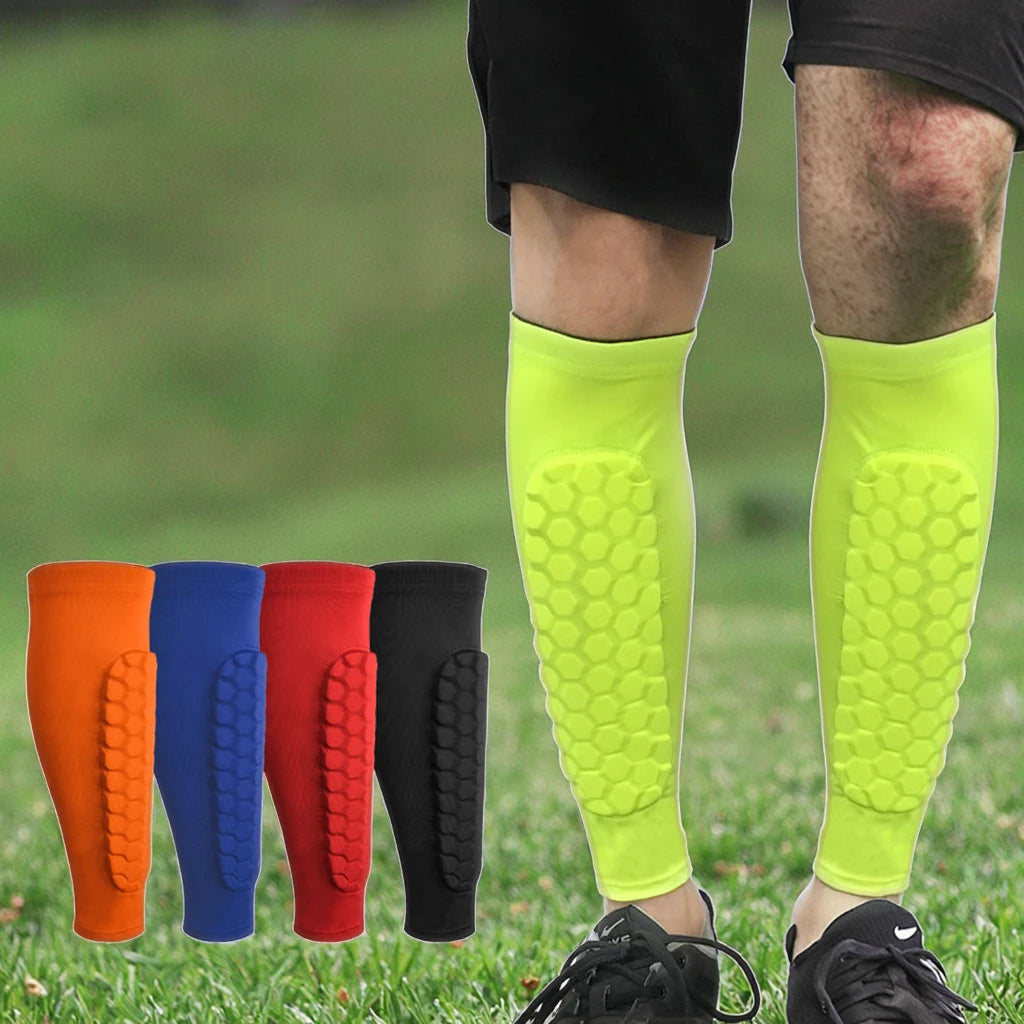 Strengthen Honeycomb Shin Pad Crash Proof Anti Slip Basketball Sport Long Calf Sleeve Protective Leg Guard
