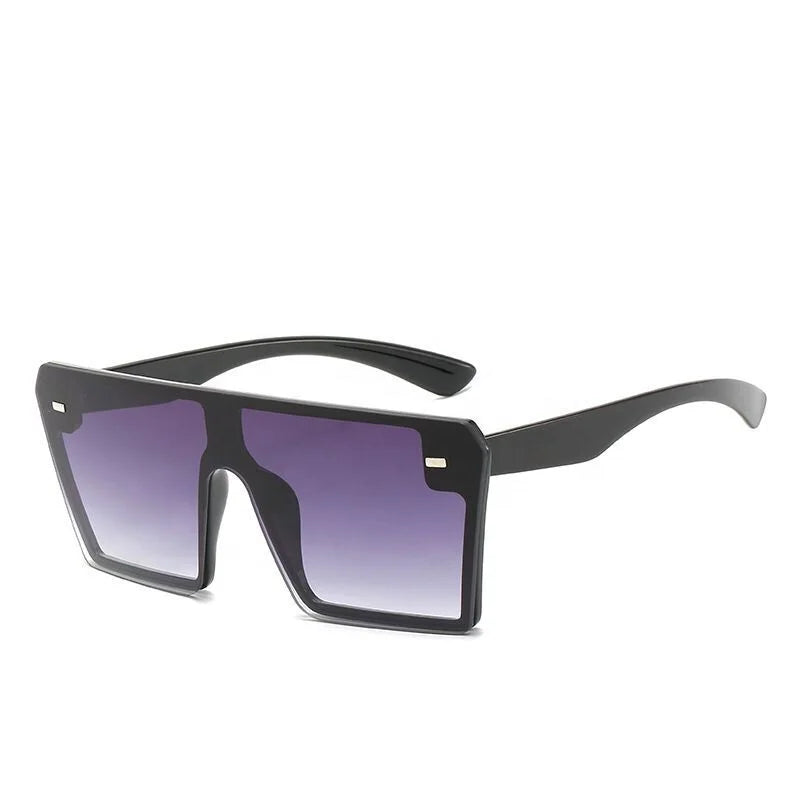 2020 Ladies Rivet Sunglasses Women Oversized One Piece Lenses Hot Selling Female Square PC Sun Glasses