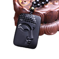 2023 Natural Crystal Ornament Obsidian Buddha Half Face Pendant Necklace XL Chain for Men With Main Stone