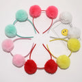 MIO Fancy Solid Color Cute Headband Kids Fur Balls Hair Bands Girls Colorful Pom Pom Hair Loop
