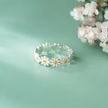 Daidan Silver Ring 925 Elegant Epoxy Adjustable Enamel Daisy Flower Ring for Girls