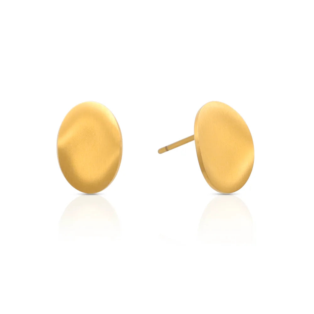 Chris April Fashion Jewelry 316L Stainless Steel Matte Finish Oval Curvy Stud Earring for Women