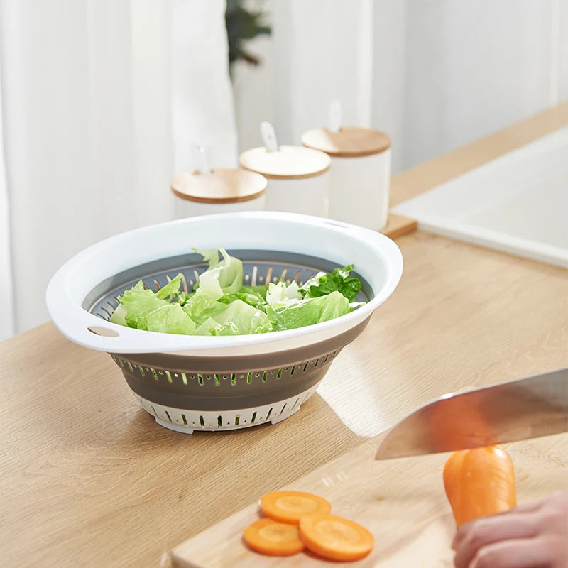 New Household Daily Fruits and Vegetables Plastic Multi-color Water Basket Kitchen  Folding Storage Drain Basket
