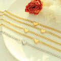 18k Gold Plated Stainless Steel Jewelry Heart Chain Figaro Chain Link Curved Heart Necklace for Women Jewelry