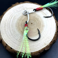 Mustad J-ASSIST4 Double Barbed String Steel Assist Jig Hook Green Feature  Fishing Hook