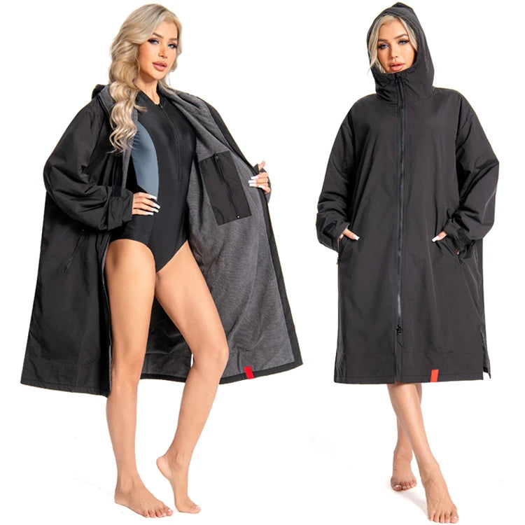 Custom Printed Children Adult Windproof Quick Dry Hooded Surf Poncho Warm Coat Jacket Waterproof Swim Parka Long Changing Robe
