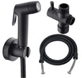 Matte Black Brass Modern Dual Function Rotatable Handheld Wall-Mounted Bathroom Bidet Set Horizontal Spray Push Button