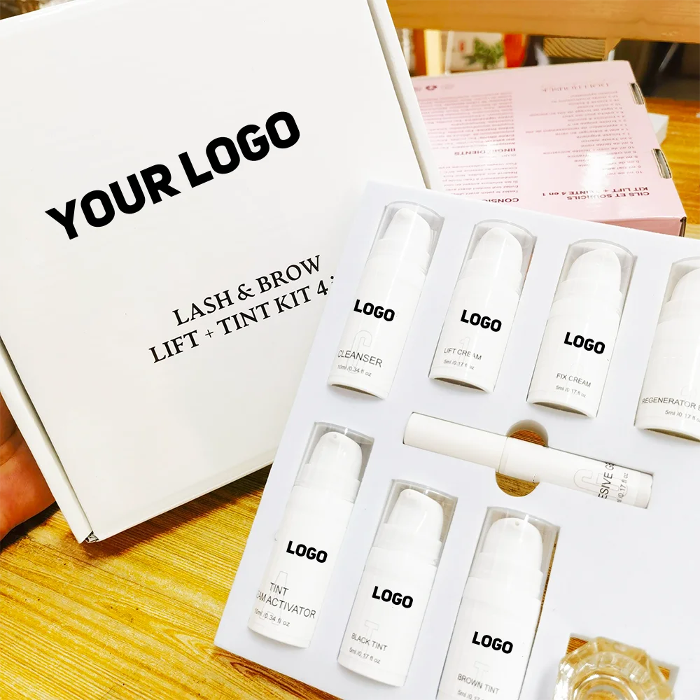 Private Label Keratin Fast Lash Lift Kit Eyelash& Brow Perm Professional Brow Lamination Tint 4 in 1 Brow Lamination Kit