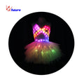 LED Glowing Light up Figure Skating Dress Performance Wear Carnival Outfit for Women Adults 1 Piece White Luminous for Ballroom