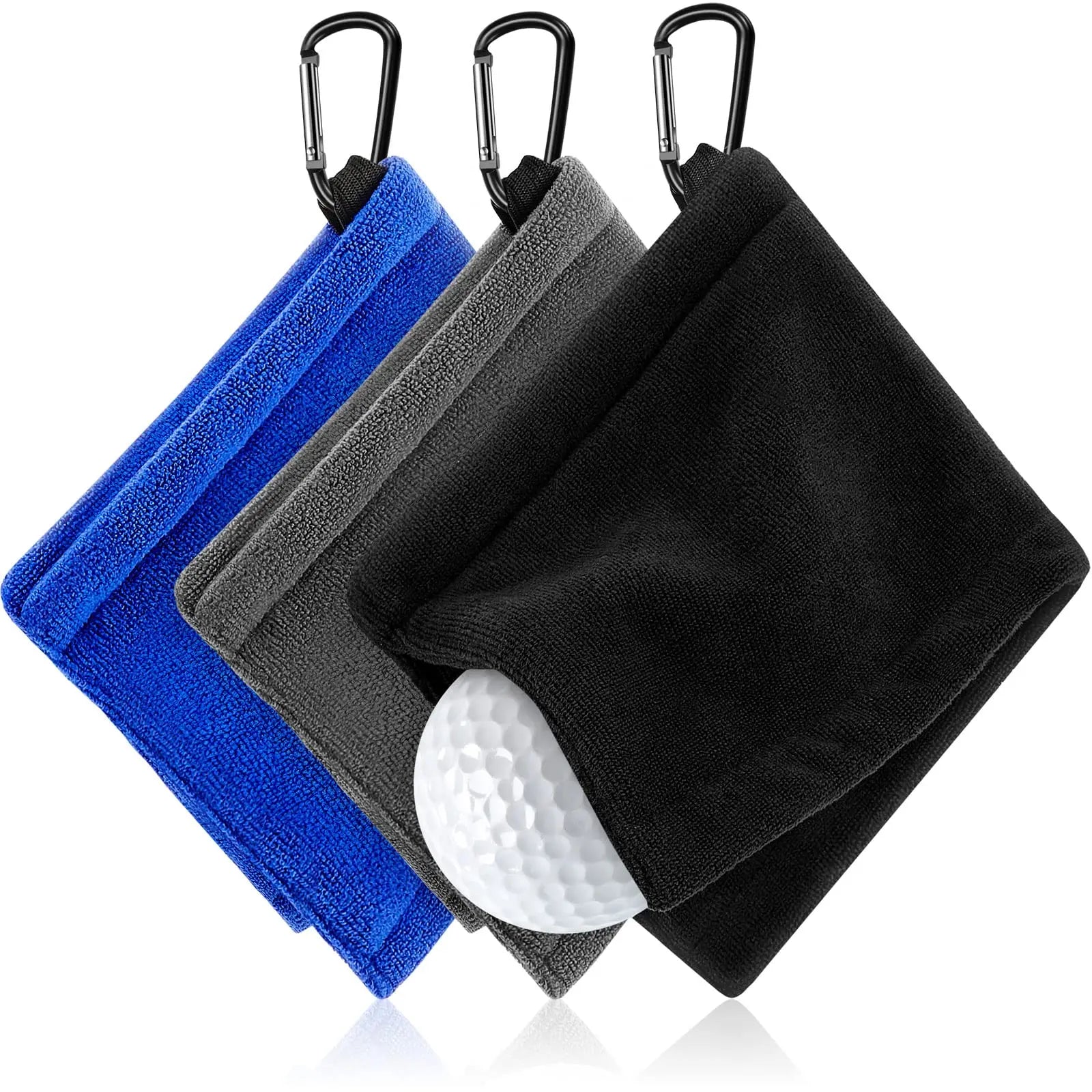 Portable Golf Clubs Cloth Wet and Dry Small Pocket Towel with Carabiner Quick-Dry Golf Ball Cleaner Microfiber Sports Towels