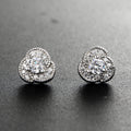 Peishang Fine Jewelry Earrings 925 Sterling Silver Cubic Zirconia Classic Petal Earringr Studs