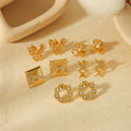 Nabest Hot Sale Fashion Geometric Stud Earrings with Zirconia Butterfly Hollow Earrings Stainless Steel for Women